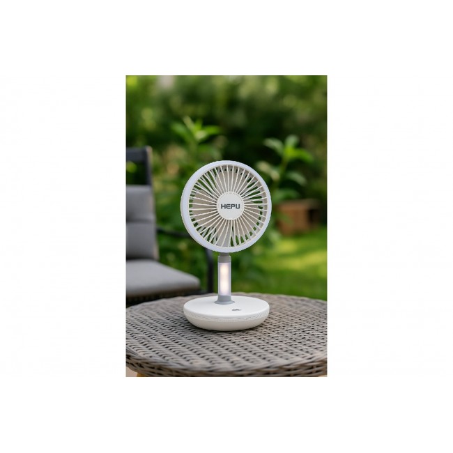 HEPU HP-F880 Şarjlı Masaüstü Fan 4000mAh LED Işıklı Kablosuz Type-C Fan