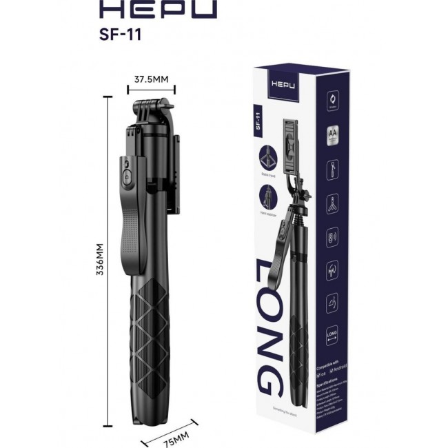 HEPU SF-11 Tripod Selfie Çubuğu Bluetooth Kumandalı 33.6 cm Kompakt Tasarım