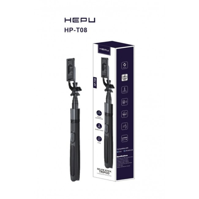 HEPU HP-T08 Tripod Selfie Stick 150 cm Uzayan Bluetooth Kumandalı