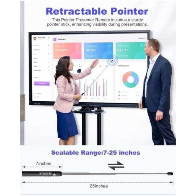 HP SS232 Teleskopik Kablosuz Sunum Kumandası Kırmızı Lazerli Type-C Şarjlı Dokunmatik Kalemli