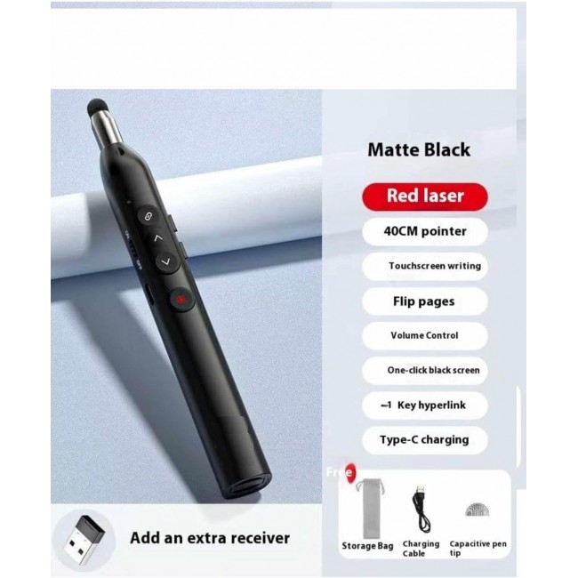 HP SS232 Teleskopik Kablosuz Sunum Kumandası Kırmızı Lazerli Type-C Şarjlı Dokunmatik Kalemli