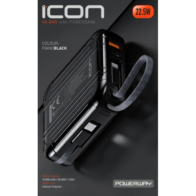 Powerway 10.000 mAh 22.5W Hızlı Şarj Mini Powerbank – 175g Kompakt Tasarım