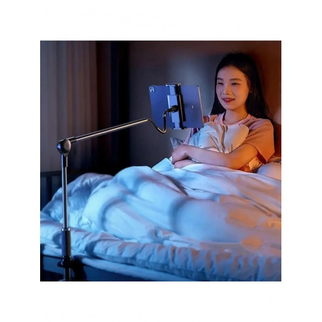 Tablet ve Telefon Tutucu Masa Standı 360° Döner Ayarlanabilir Metal Kollu 4.7-12.9 İnç Uyumlu