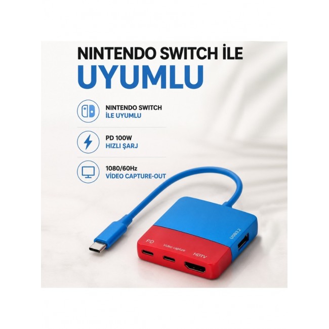 USB-C Video Capture Docking Station 4in1 PD 100W 4K HDMI 1080P 60Hz Capture USB 3.2 Nintendo Switch Uyumlu USB-C Video Capture Docking Station 4in1 PD 100W 4K HDMI 1080P 60Hz Capture USB 3.2 Nintendo Switch Uyumlu