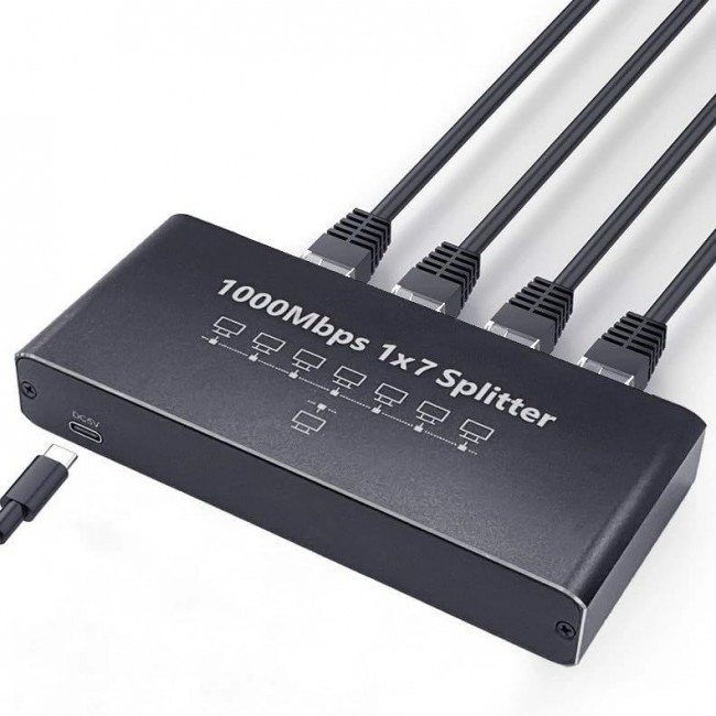 RJ45 Network Ethernet Splitter 1x7 Gigabit Ethernet Çoklayıcı 1000Mbps