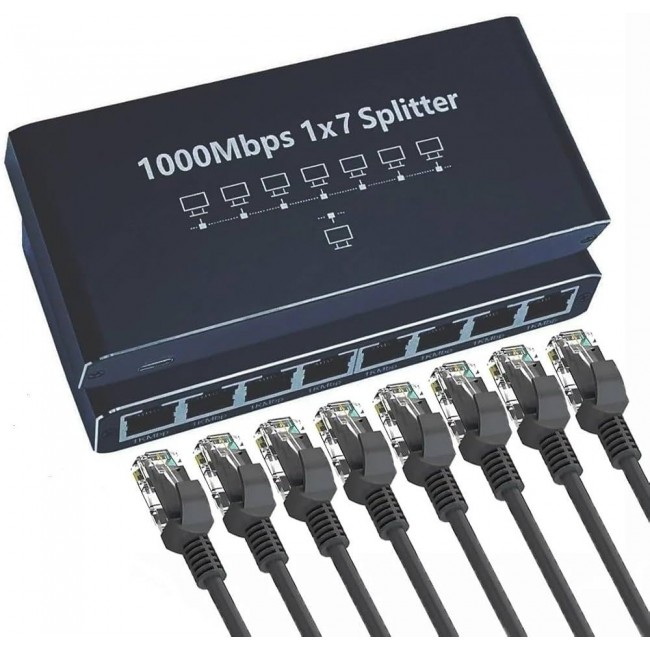 RJ45 Network Ethernet Splitter 1x7 Gigabit Ethernet Çoklayıcı 1000Mbps