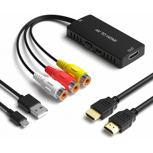 AV to HDMI Dönüştürücü Çevirici + HDMI ve RCA Kablo Seti
