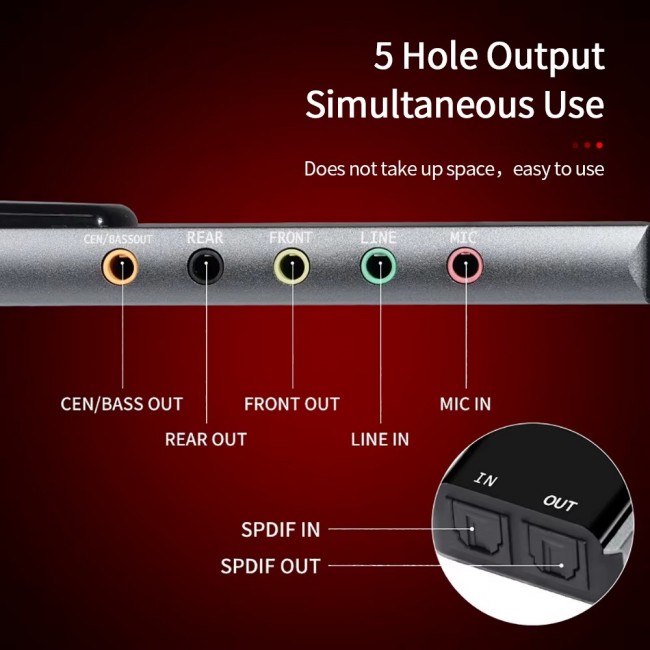 USB 7.1 Kanal Harici Ses Kartı 5.1 S/PDIF Optik Giriş Çıkış 3.5mm