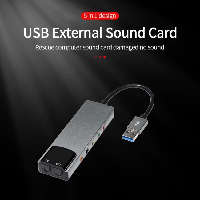 USB 7.1 Kanal Harici Ses Kartı 5.1 S/PDIF Optik Giriş Çıkış 3.5mm