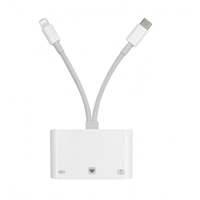 ZR814 Ethernet Adaptör Type-C & Lightning USB + Şarj 3in1 Çoklayıcı