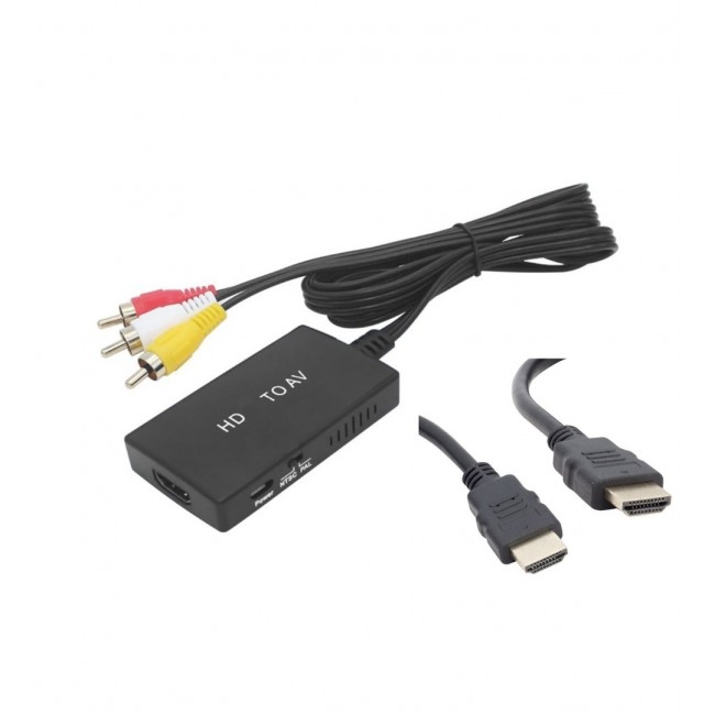 1080p Full HD HDMI - AV Çevirici Dönüştürücü Seti + HDMI Kablo