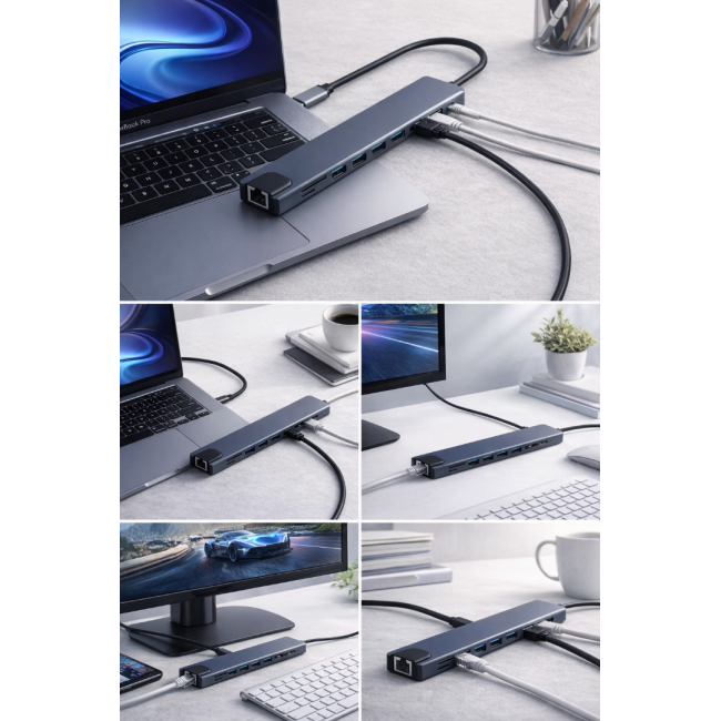 USB-C Hub 10in1 | HDMI | RJ45 Ethernet | 100W PD | USB 3.0 | SD/TF