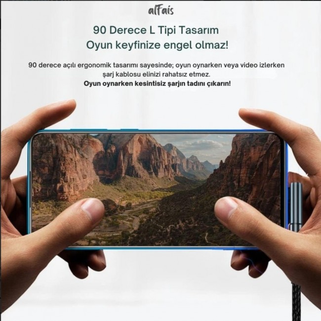 90° L Tipi Type-C Uzatıcı | USB 3.1 Hızlı Şarj & Veri Adaptörü