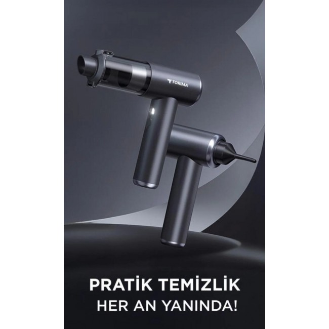 22.000PA Güçlü Emiş USB-C Şarjlı Kablosuz Araç Süpürgesi Torima LT-102 22.000PA Güçlü Emiş USB-C Şarjlı Kablosuz Araç Süpürgesi Torima LT-102