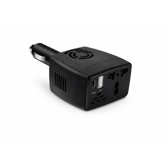 12V Araç İnvertörü 220V Priz Çevirici + USB + Type-C 150W