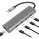 Type-C 4 Port Type-C Dişi Çoklayıcı + USB 3.0 | 10Gbps Data | PD 60W Hızlı Şarj | Alüminyum Kasa | OTG Destekli