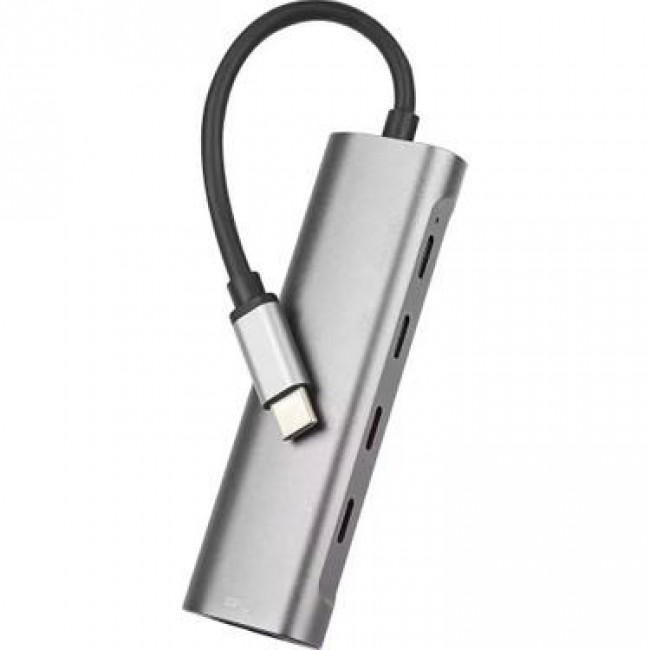 Type-C 4 Port Type-C Dişi Çoklayıcı + USB 3.0 | 10Gbps Data | PD 60W Hızlı Şarj | Alüminyum Kasa | OTG Destekli