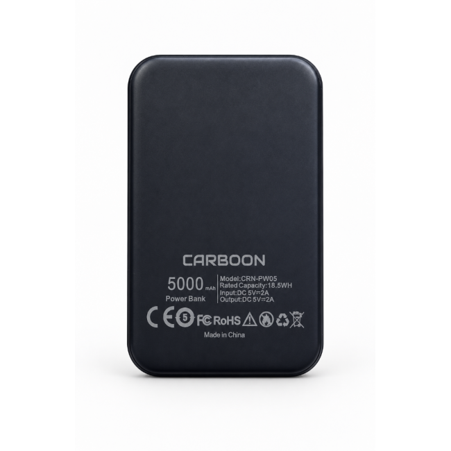 CARBOON 5000 mAh Çift USB Powerbank Type-C + Micro USB Siyah