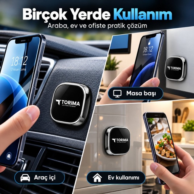 TORIMA Manyetik Telefon Tutucu 2 Metal Plakalı Yapışkanlı Araç İçi Ev Ofis Mini Telefon Tutacağı TORIMA Manyetik Telefon Tutucu 2 Metal Plakalı Yapışkanlı Araç İçi Ev Ofis Mini Telefon Tutacağı