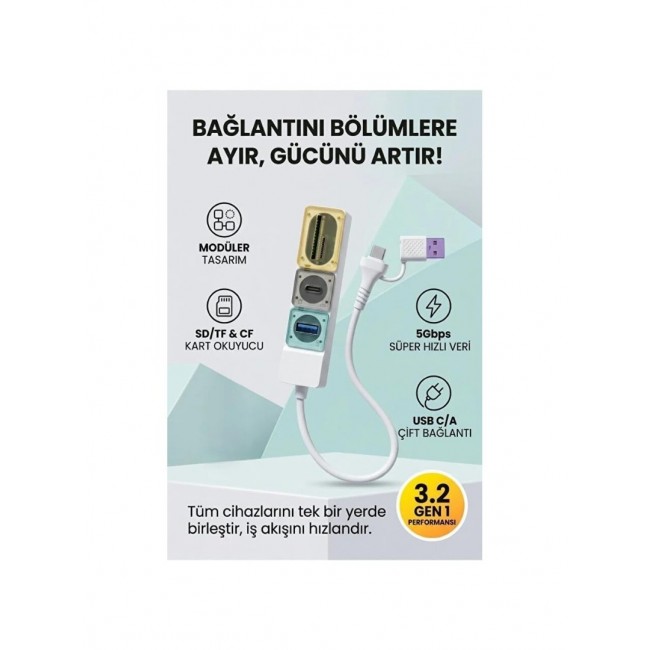 USB Hub Type-C USB 3.0 Çoklayıcı SD Micro SD Kart Okuyucu 5Gbps USB 3.2 Gen1