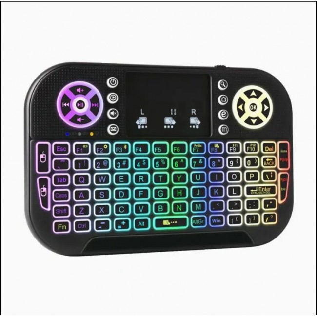 Bluetooth 2.4G Kablosuz Mini Klavye Air Mouse RGB Aydınlatmalı Touchpad Android TV Box Smart TV