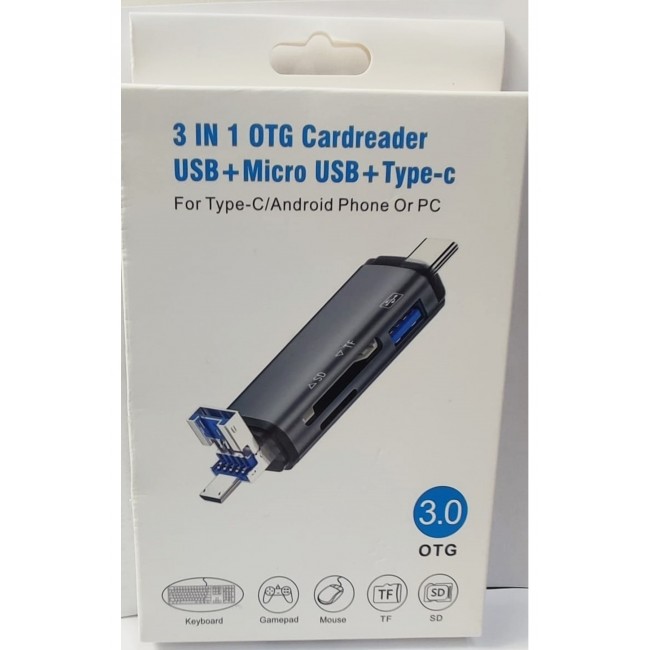 3 İn 1 Usb-Type C-Micro Usb Microsd-Sd Kart Okuyucu Usb 3.0 Çoklayıcı