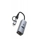 3 Portlu Ağ ve Veri Adaptörü: RJ45 LAN + USB 3.0 + Type-C Girişli | Metal Kasa 3 Portlu Ağ ve Veri Adaptörü: RJ45 LAN + USB 3.0 + Type-C Girişli | Metal Kasa