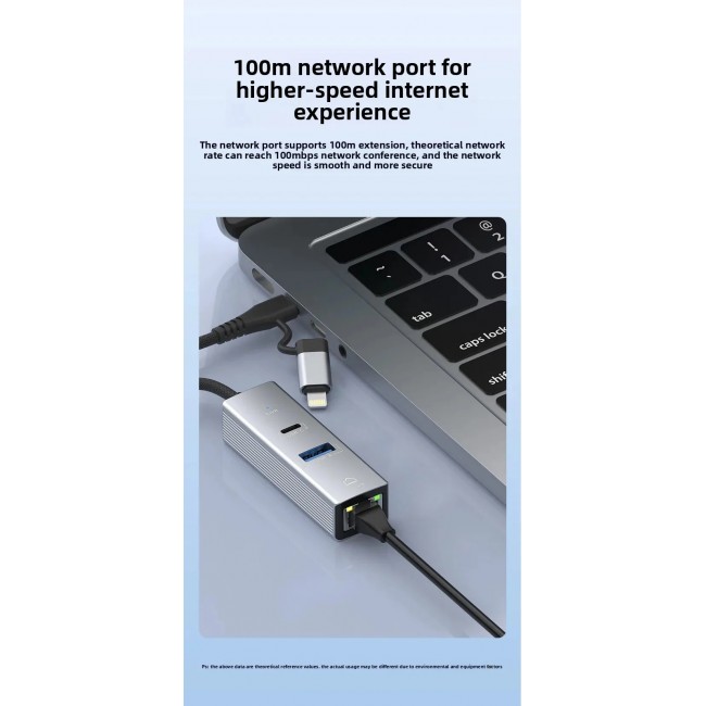 USB + Lightning Girişli LAN Adaptör | USB 3.0 Çoklayıcı + Type-C OTG USB + Lightning Girişli LAN Adaptör | USB 3.0 Çoklayıcı + Type-C OTG