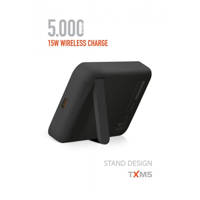 5000 mah 15W Magsafe Destekli TXM5 Powerbank – Kablosuz Şarj + Stand Tasarım Siyah 5000 mah 15W Magsafe Destekli TXM5 Powerbank – Kablosuz Şarj + Stand Tasarım Siyah