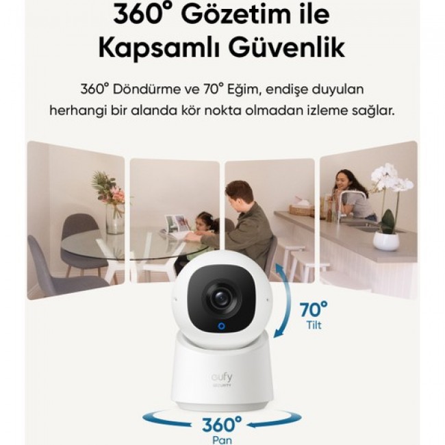 Eufy Security C220 360 Derece Dönebilen Kızılötesi Gece Görüşlü Hareket Algılama IP Kamera Eufy Security C220 360 Derece Dönebilen Kızılötesi Gece Görüşlü Hareket Algılama IP Kamera