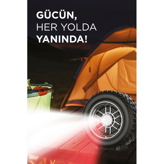 Torima APS-03 Lastik Görünümlü Akü Takviye – Hava Kompresörü & Powerbank 4’ü 1 Arada