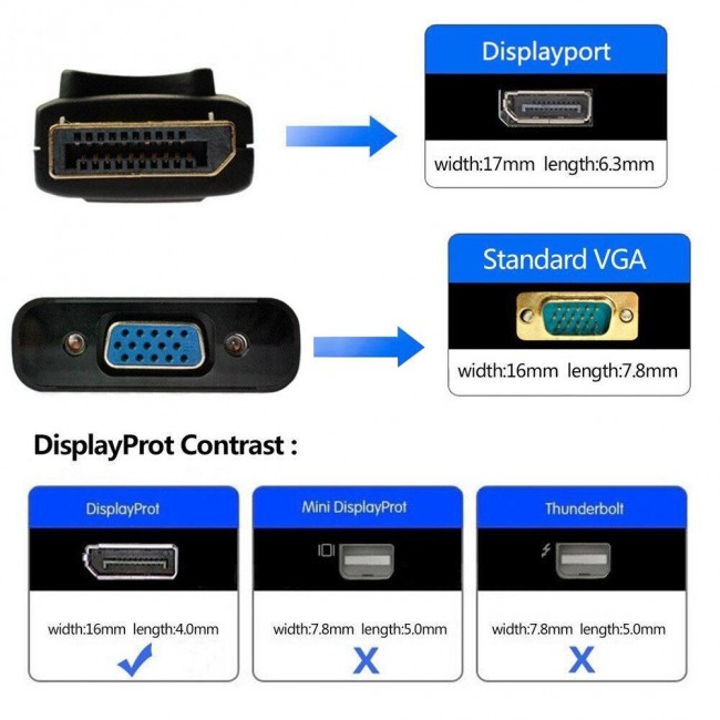 Displayport To Vga Çevirici Adaptör Display Erkek Vga Dişi Displayport To Vga Çevirici Adaptör Display Erkek Vga Dişi