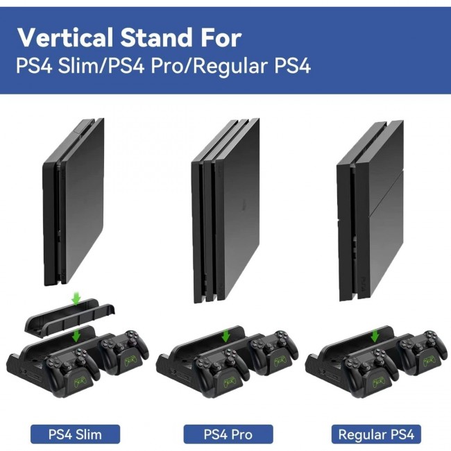 PS4 Slim 3 Fanlı Soğutucu Stand + Çift Şarj Dock – TP4-882C