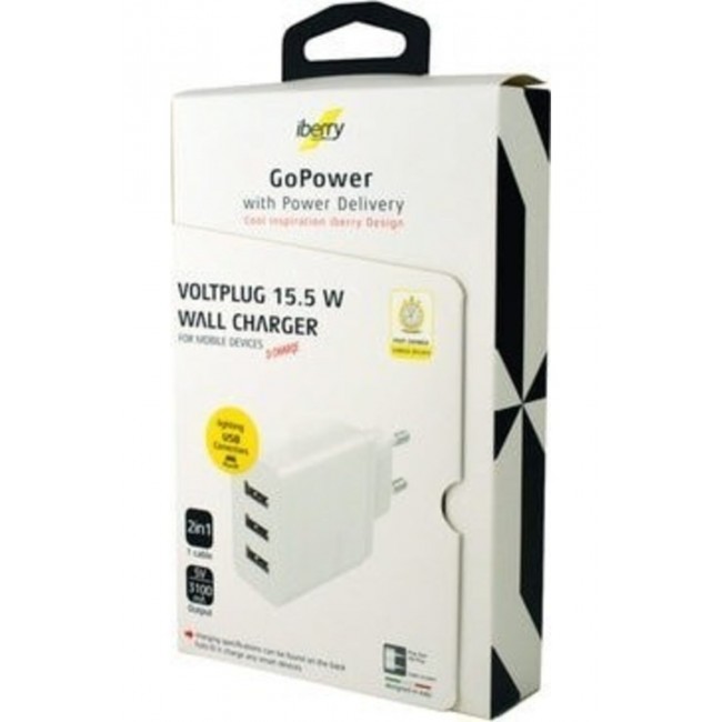 İberry Voltplug 15.5W 3.1Mah 3 Usb Hızlı Şarj Cihazı +Type C Kablo İberry Voltplug 15.5W 3.1Mah 3 Usb Hızlı Şarj Cihazı +Type C Kablo