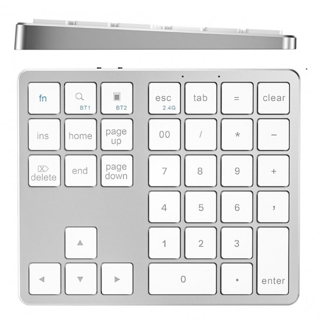 PMR Gümüş Bluetooth 5.2 Kablosuz Sayısal Tuş Takımı – 35 Tuşlu Mini Keypad PMR Gümüş Bluetooth 5.2 Kablosuz Sayısal Tuş Takımı – 35 Tuşlu Mini Keypad