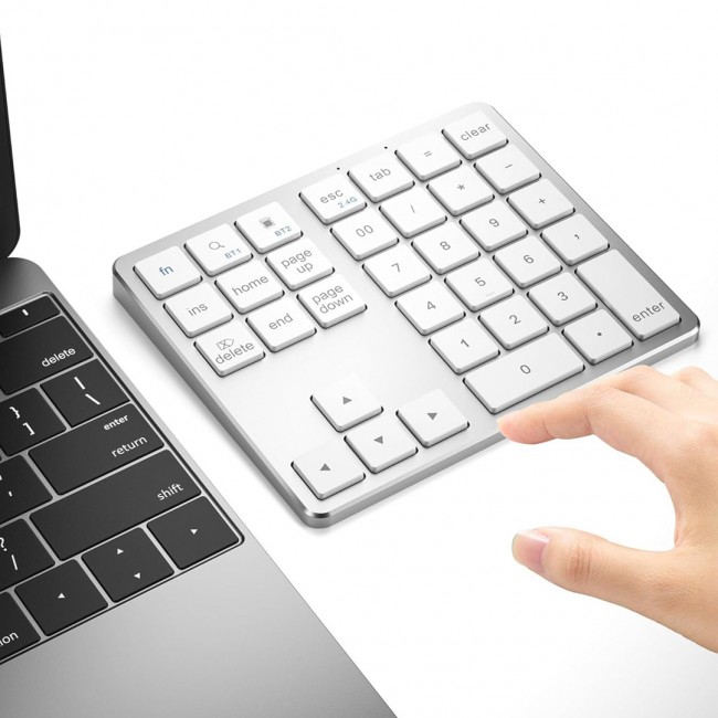 PMR Gümüş Bluetooth 5.2 Kablosuz Sayısal Tuş Takımı – 35 Tuşlu Mini Keypad PMR Gümüş Bluetooth 5.2 Kablosuz Sayısal Tuş Takımı – 35 Tuşlu Mini Keypad