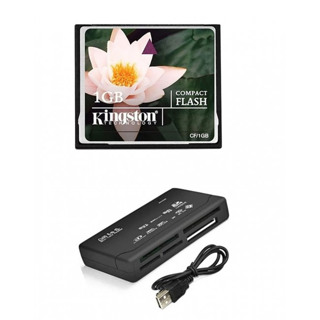 Kingston 1 Gb Compact Flash Hafıza Kartı +Usb 2.0 Kart Okuyucu
