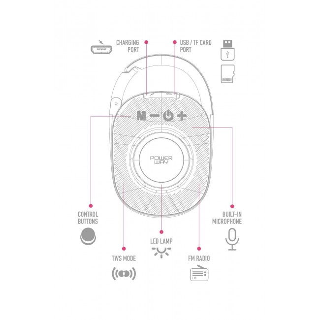 Powerway Lock Taşınabilir Bluetooth Hoparlör Ses Bombası Kilit Özellikli Yüksek Ses Gücü Gümüş