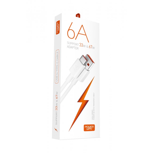 Powerway M6 33W-67W 6 Amper Type to Usb Şarj ve Data Kablosu Powerway M6 33W-67W 6 Amper Type to Usb Şarj ve Data Kablosu