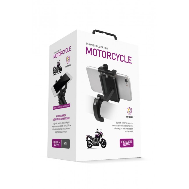 Powerway MT15 Bisiklet Scooter ve Motosiklet İçin Dayanıklı Gidon Uyumlu Telefon Tutucu Alüminyum Powerway MT15 Bisiklet Scooter ve Motosiklet İçin Dayanıklı Gidon Uyumlu Telefon Tutucu Alüminyum