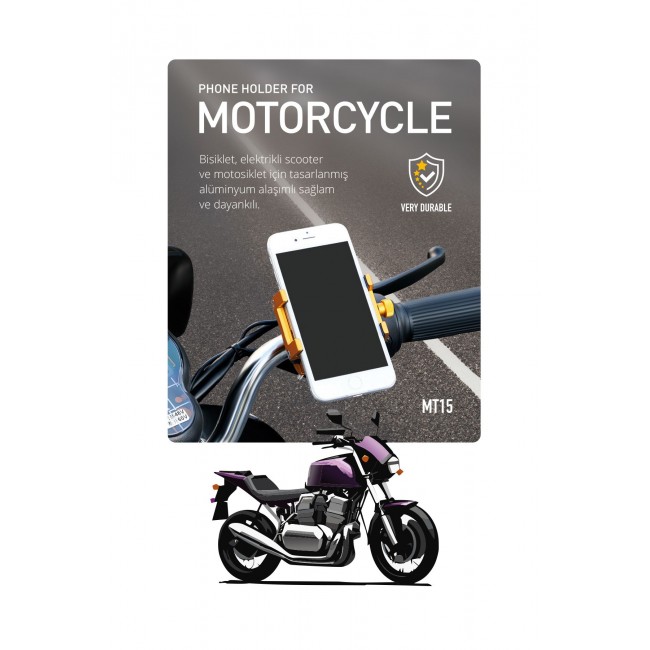 Powerway MT15 Bisiklet Scooter ve Motosiklet İçin Dayanıklı Gidon Uyumlu Telefon Tutucu Alüminyum Powerway MT15 Bisiklet Scooter ve Motosiklet İçin Dayanıklı Gidon Uyumlu Telefon Tutucu Alüminyum