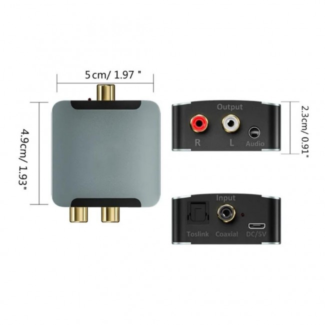 Dijitalden Analog’a Ses Dönüştürücü | 192KHz DAC | Optik & Koaksiyel Giriş | RCA + 3.5mm Çıkış Dijitalden Analog’a Ses Dönüştürücü | 192KHz DAC | Optik & Koaksiyel Giriş | RCA + 3.5mm Çıkış