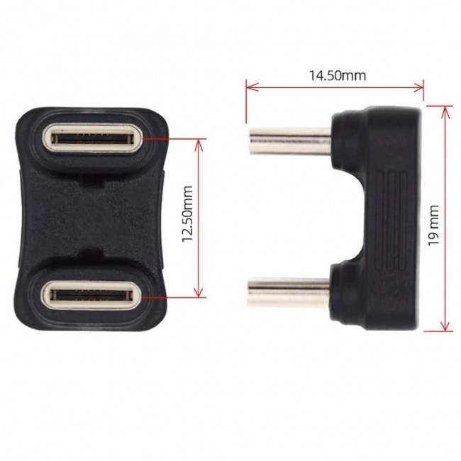 Type-C to Type-C 180° Dirsek Adaptör | 65W Hızlı Şarj & 480Mbps Veri Aktarımı | Erkek - Erkek Uçlu Type-C to Type-C 180° Dirsek Adaptör | 65W Hızlı Şarj & 480Mbps Veri Aktarımı | Erkek - Erkek Uçlu