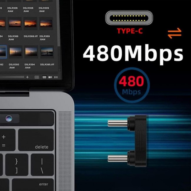 Type-C to Type-C 180° Dirsek Adaptör | 65W Hızlı Şarj & 480Mbps Veri Aktarımı | Erkek - Erkek Uçlu Type-C to Type-C 180° Dirsek Adaptör | 65W Hızlı Şarj & 480Mbps Veri Aktarımı | Erkek - Erkek Uçlu