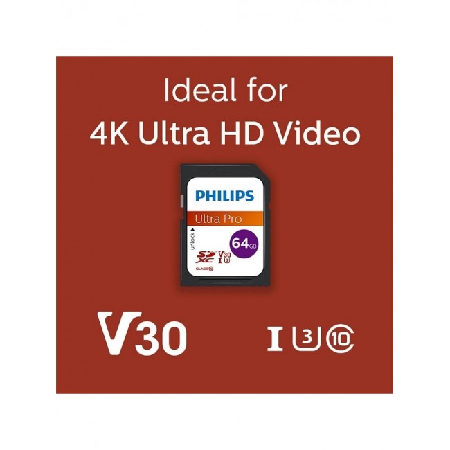 Philips 64GB SD Kart | Ultra Pro | V30 – UHS-I U3 – 4K Performansı Philips 64GB SD Kart | Ultra Pro | V30 – UHS-I U3 – 4K Performansı