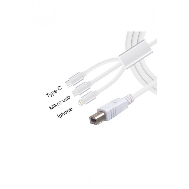 Pmr 3 İn 1 Type C-Lightning- Micro Usb To Type B Printer Kablosu Pmr 3 İn 1 Type C-Lightning- Micro Usb To Type B Printer Kablosu