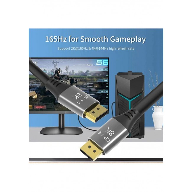 PMR 1.5 Metre 8K DisplayPort Kablo  - 1.4v, 7680x4320p, 32.4Gbps, HDR Zr832 PMR 1.5 Metre 8K DisplayPort Kablo  - 1.4v, 7680x4320p, 32.4Gbps, HDR Zr832