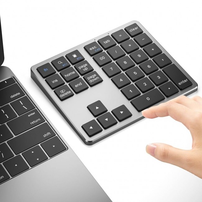 PMR Bluetooth 5.2 Kablosuz Sayısal Tuş Takımı – 35 Tuşlu Mini Keypad Gri PMR Bluetooth 5.2 Kablosuz Sayısal Tuş Takımı – 35 Tuşlu Mini Keypad Gri