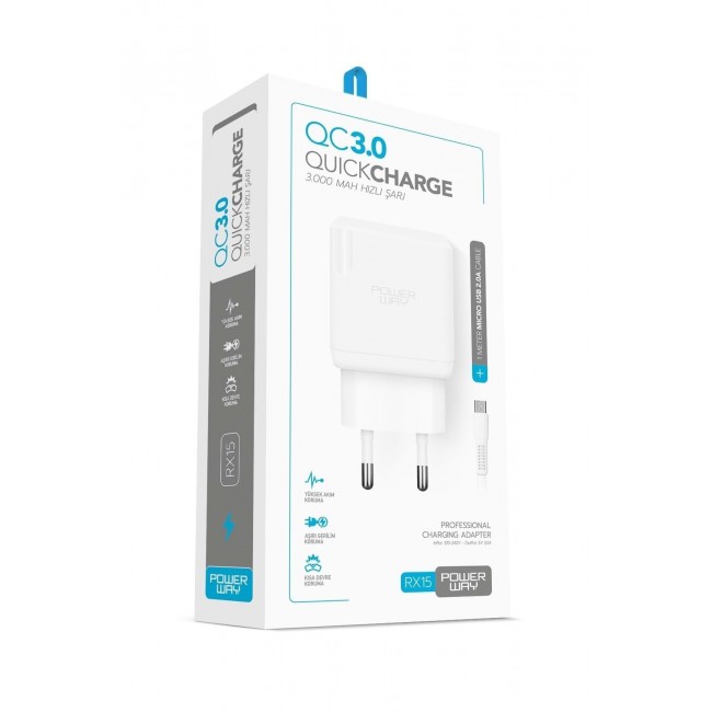 Powerway 3 Amper Micro Usb Şarj Aletiqc 3.0 Rx15