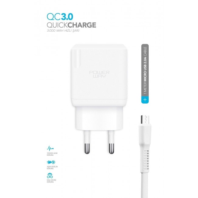 Powerway 3 Amper Micro Usb Şarj Aletiqc 3.0 Rx15